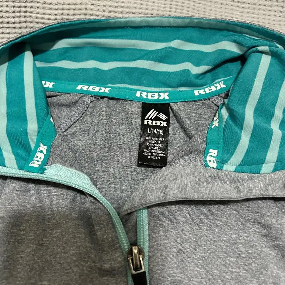 Reebok full zip‎ sports jacket in teal and gray, Kids size L